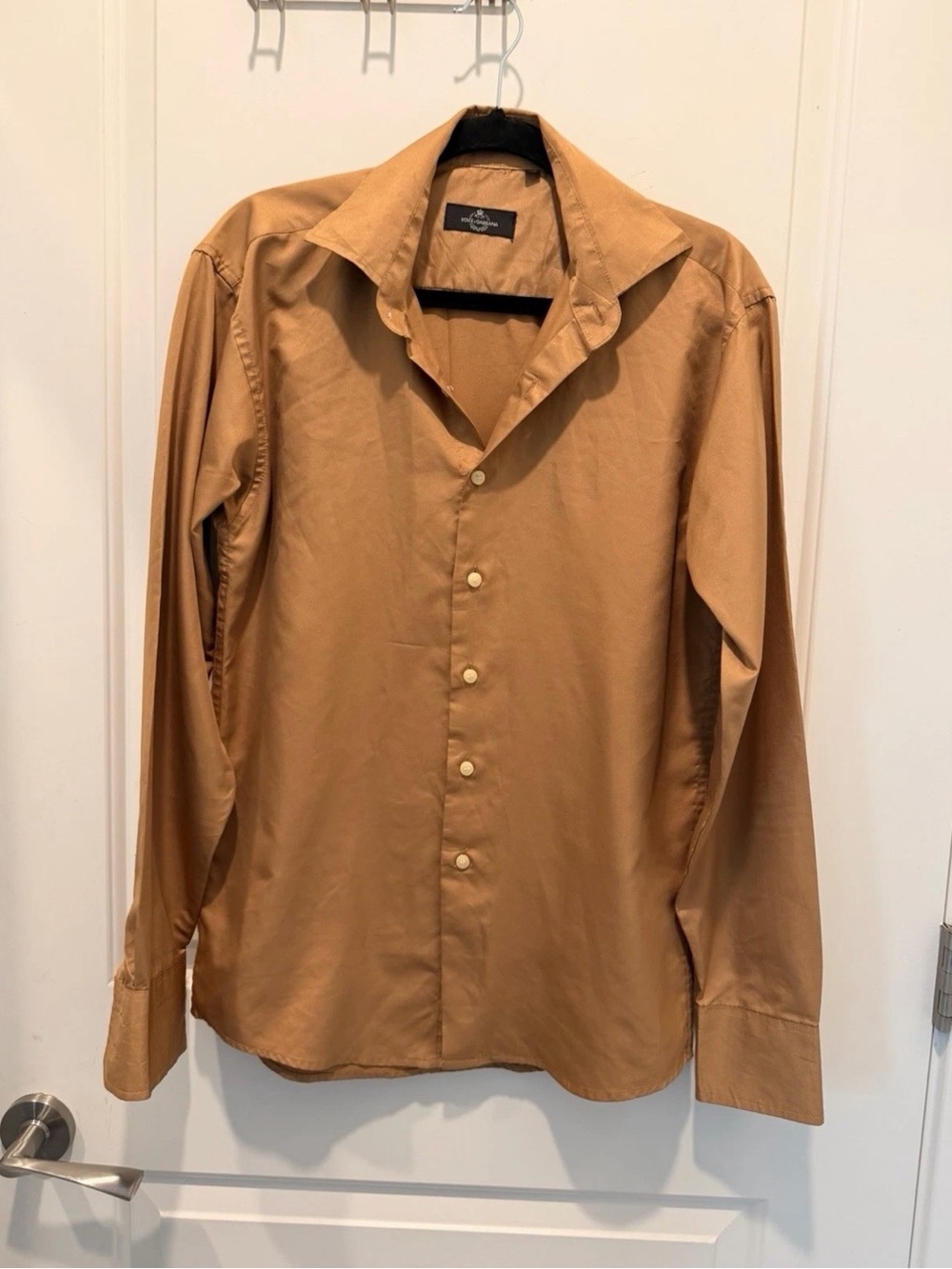 Dolce & Gabbana Women’s Tan Long Sleeve Button Down Dress Shirt Size XL